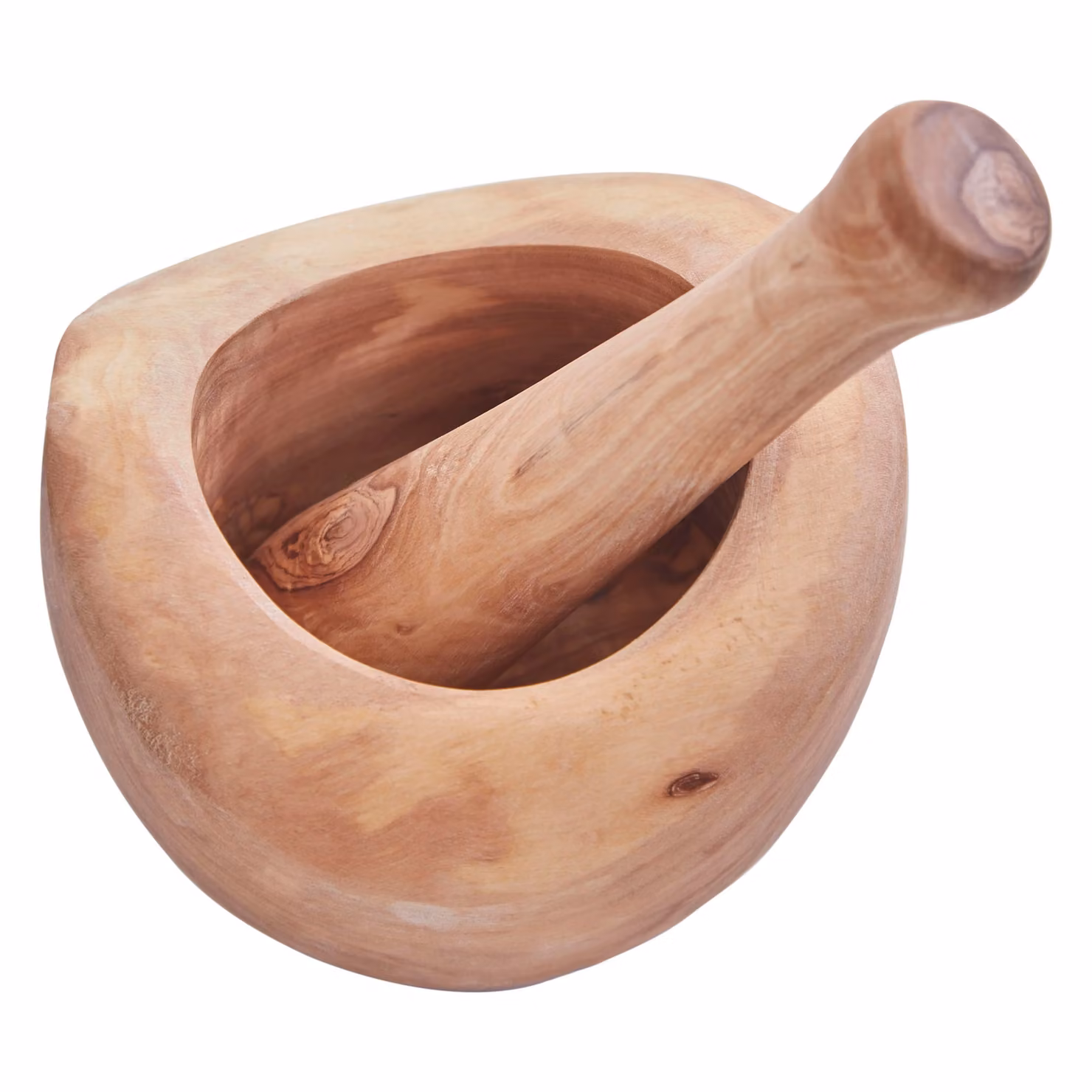Orsina Kora Round Wooden Mortar and Pestle in Natural Brown – 2