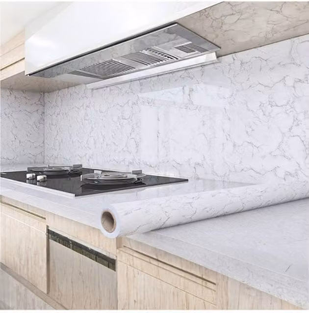 Living and Home Arabescato Corchia Marble Self-adhesive Vinyl Wallpaper, White, W: 0.6 m, L: 10 m