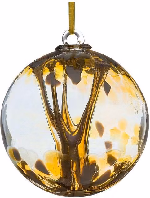 Sienna Glass Abstract Round Spirit Ball Bauble in Pastel Gold