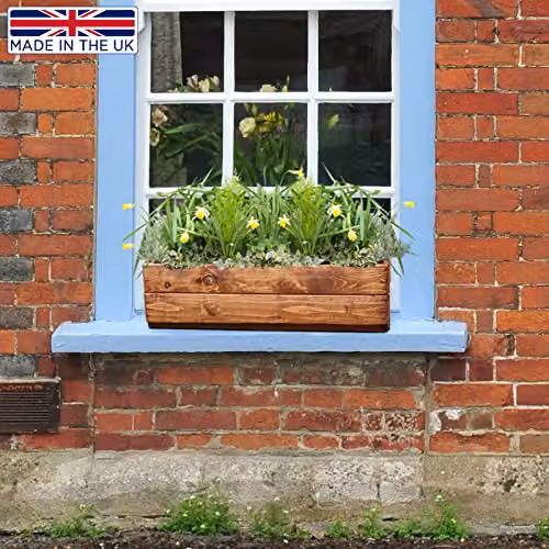 Hortico Wooden Window Box Planters in Red and Brown, Set of 2 – 6