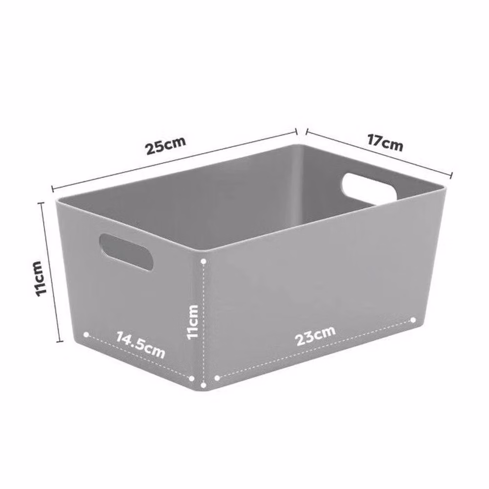 EONLION Pack of 3 Grey Plastic Handy Studio Baskets with Handles – 2