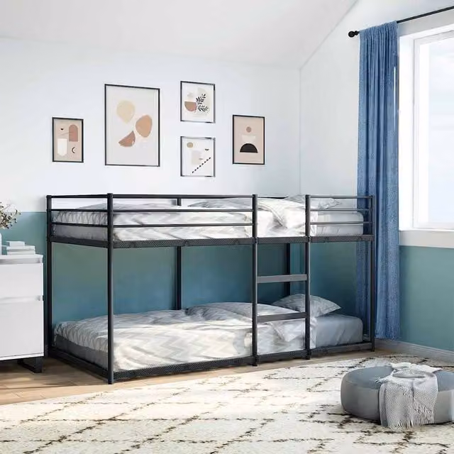 Berkfield Home Breathable Metal Bunk Bed in Black, W/D/H: 90 x 200 cm