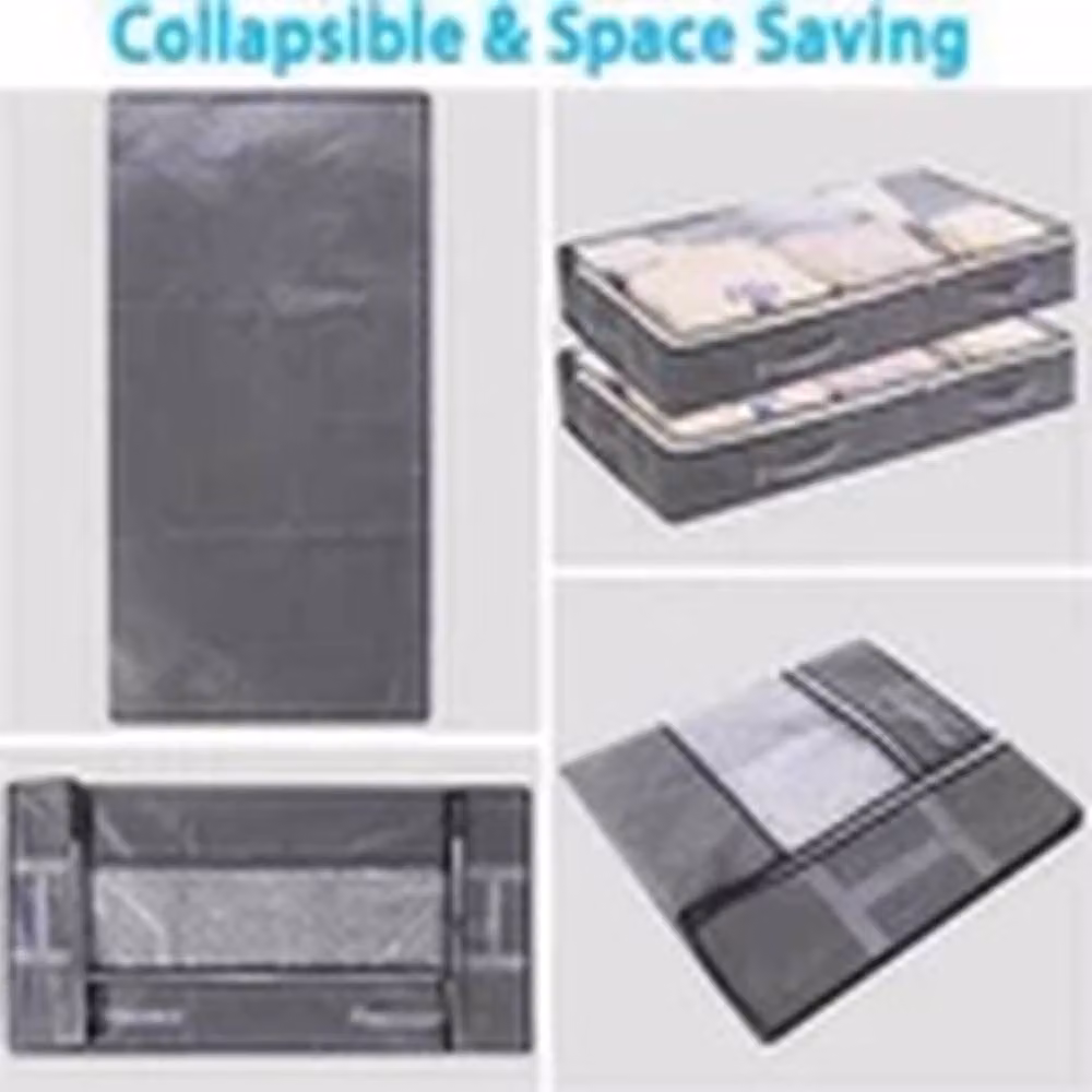 EONLION 2 Large Zipped Underbed Storage Bags for Clothes and Shoes in Grey – 3