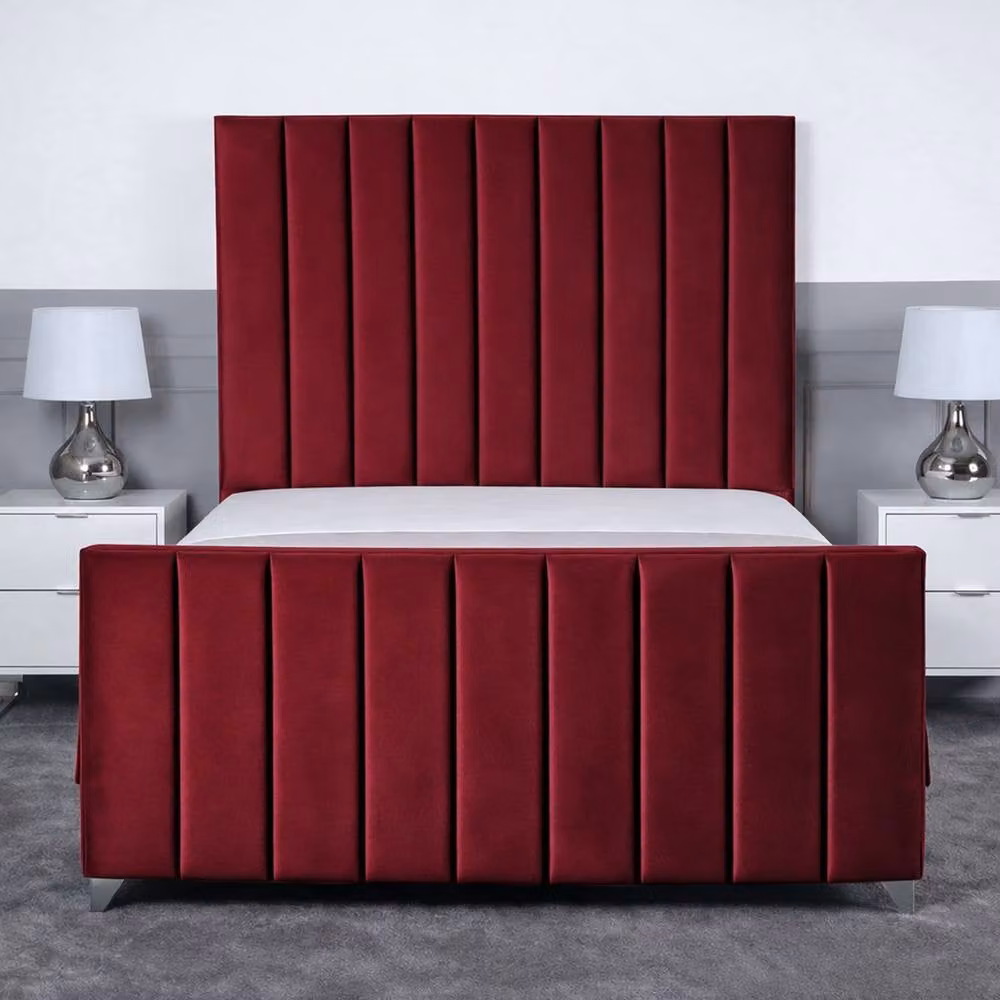 Living Comfort Bedz Empress Single Upholstered Velvet Gas Lift Storage Bed in Red, W/D: 90 x 200 cm – 2