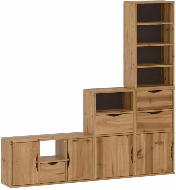 Berkfield Home ODDA 4 Piece Solid Wood Pine TV Unit with Storage in Brown – 1
