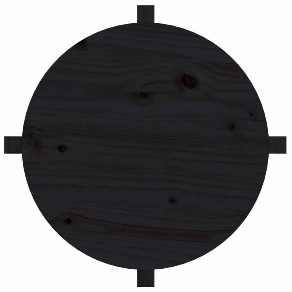 Berkfield Home Round Black Solid Pine Wood Coffee Table W: 62.5 cm, H: 45 cm, D: 45 cm – 5