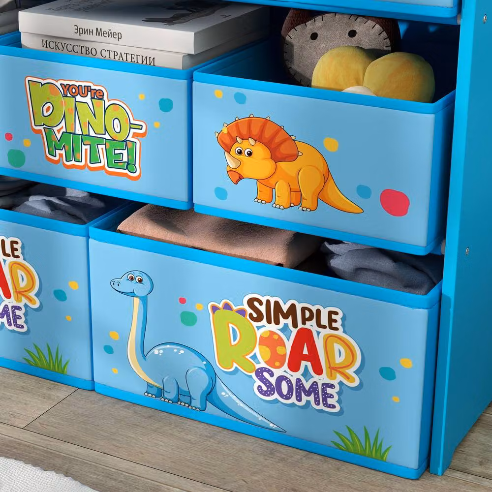 STILVORA Kids Storage Unit with 3 Tiers and 9 Blue Fabric Boxes, W/D/H: 70 x 30 x 30 cm – 2