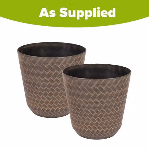YouGarden Nantucket Black Plastic Lattice Planters with Light Chocolate Wash, 2 x 25cm Pots, 5.9 Litre Volume – 2