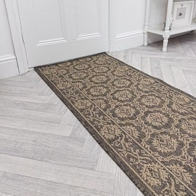 runrug Bloom Floral Hallway Carpet Runner Rug in Brown, W: 66 cm, L: 420 cm – 1