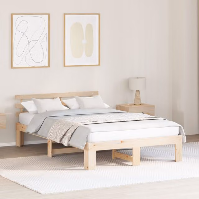 Berkfield Home Solid Pine Wood Bed Frame, Brown