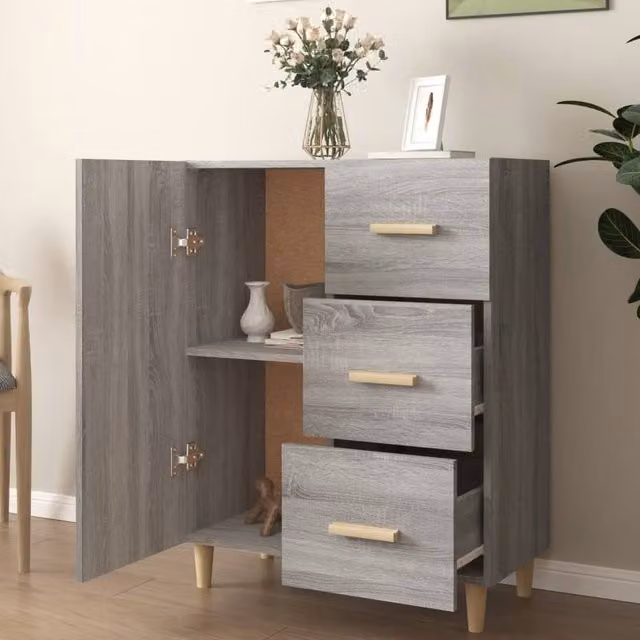 Berkfield Home Grey Sonoma Sideboard in Engineered Wood, W: 69.5 cm, D: 34 cm, H: 90 cm