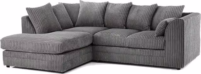 Bliss Furniture Men's Jumbo Cord Scatter Back 4-Seater Left Hand Facing Corner Sofa in Grey