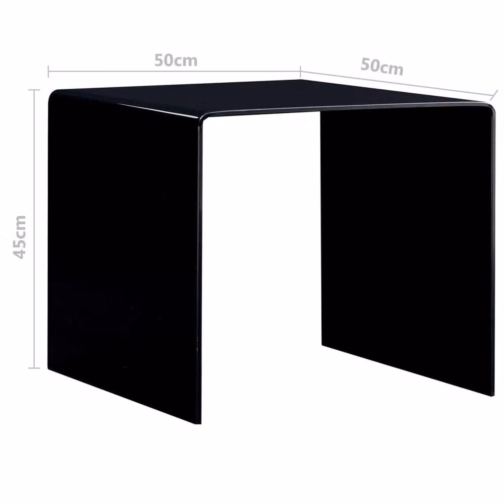 Berkfield Home Black Square Tempered Glass Coffee Table W/D/H: 50 x 50 x 45 cm – 5
