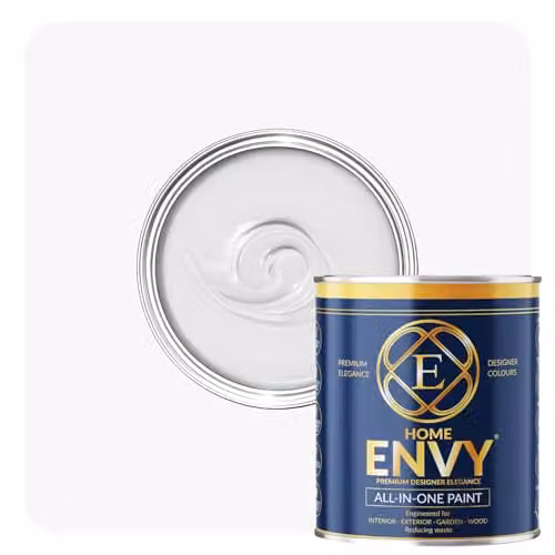 HOMES ENVY All-in-One Multi Surface Paint and Primer for Interior and Exterior Walls, Wood and Furniture, Matt, All White, 1 l