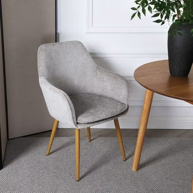 Home Garden Direct Muse Accent Chair with Woven Fabric Upholstery and Metal Frame in Beige