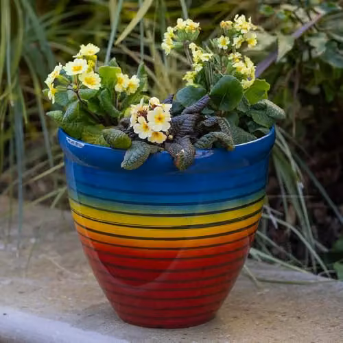 YouGarden Rainbow Planters, Set of 2 Multicolour Plastic Pots, Diameter: 33 cm