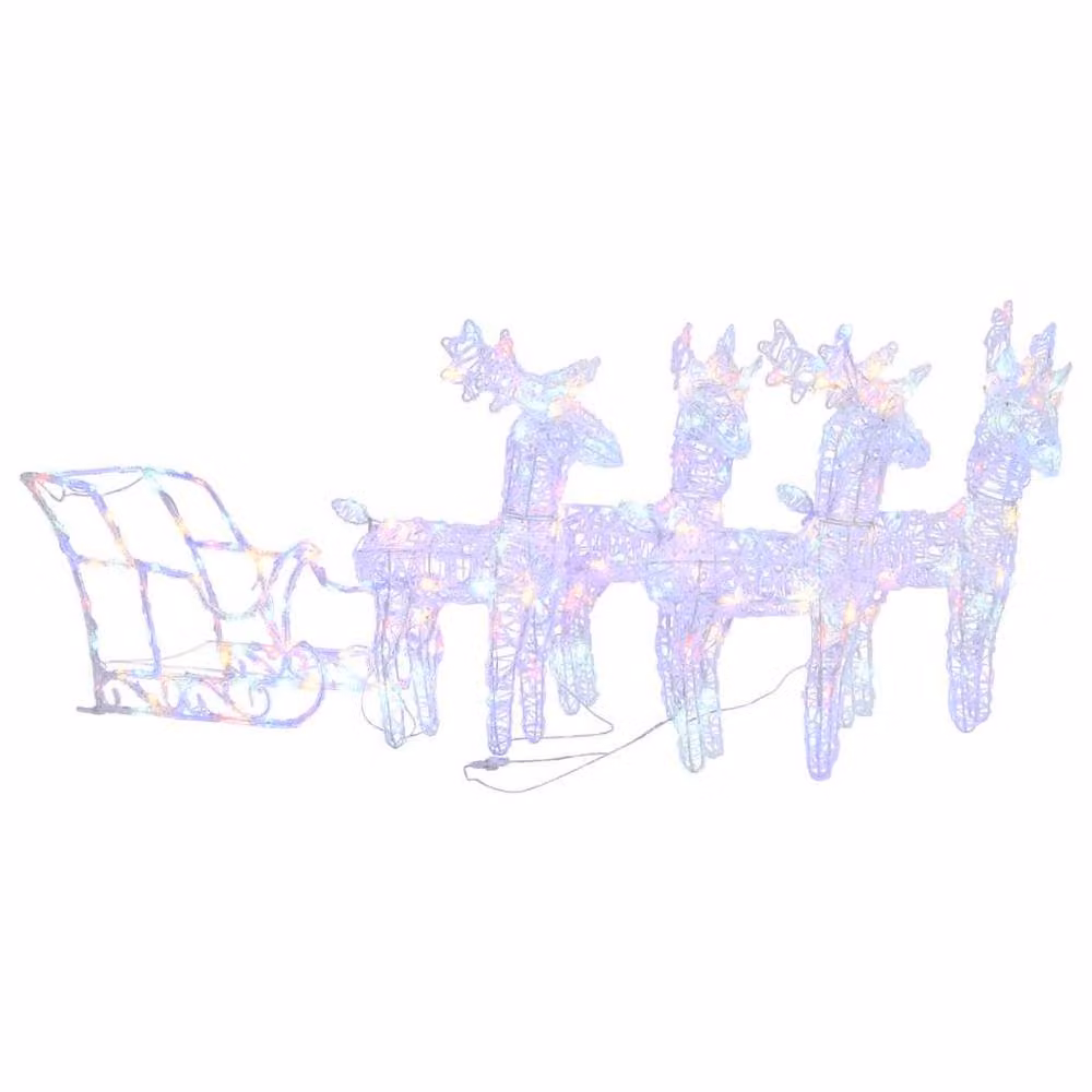 Berkfield Home Reindeers & Sleigh Christmas Decoration, Multicolour LED, W: 280 cm, D: 28 cm, H: 55 cm – 2