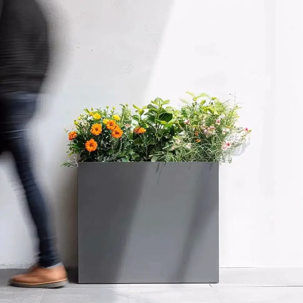 Access Garden Products Galvanised Steel Trough Planter, Matte Grey, W: 100 cm, H: 80 cm – 4