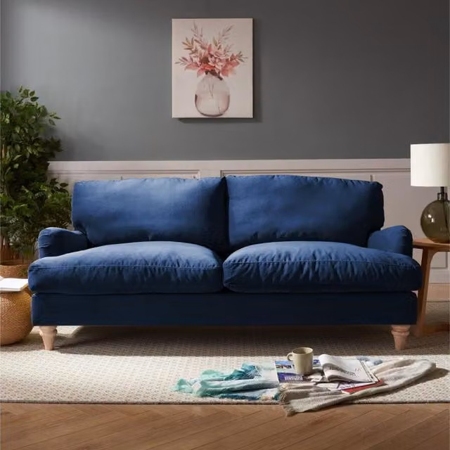 Halo 3-Seater Sofa in Navy Blue Velvet