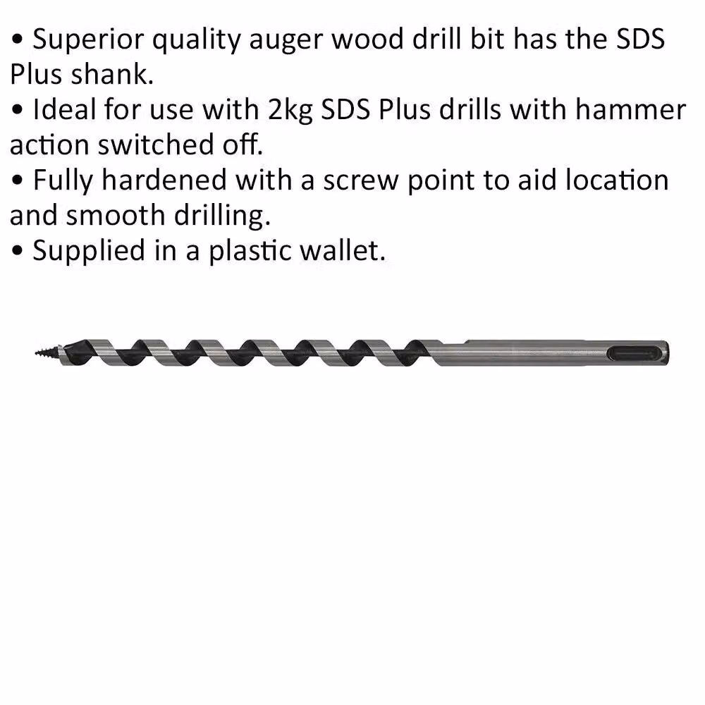 Loops SDS Plus Auger Wood Drill Bit, Silver and Multicolour, Diameter: 10 mm, Length: 235 mm – 2