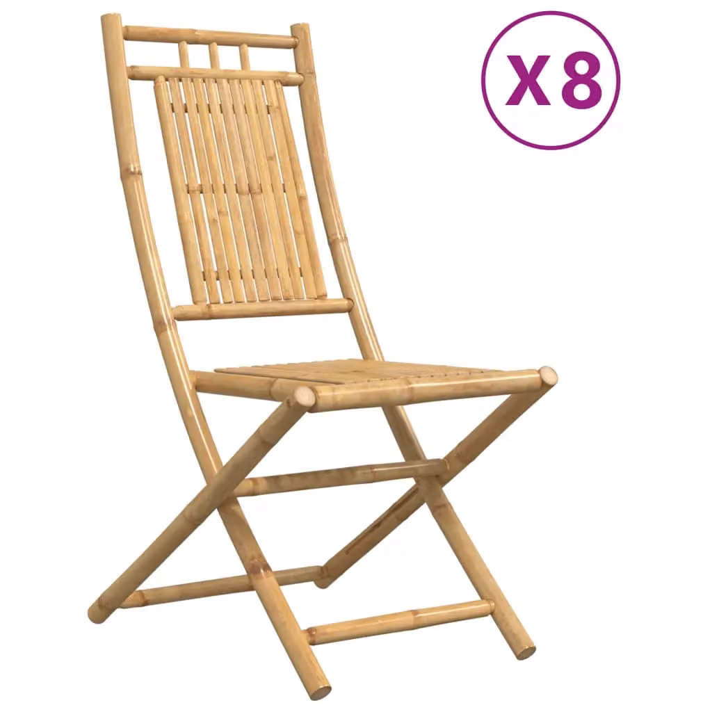 Berkfield Home Set of 8 Folding Bamboo Garden Chairs in Brown, W/D/H: 46 x 46 x 99 cm – 2