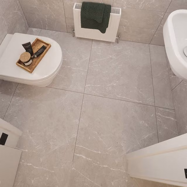 Pack of 4 Johnson Tiles Darlington Grey Marble Effect Floor Tiles
