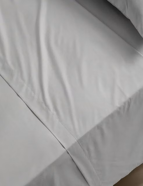M&S Stay Cool Lyocell Rich Flat Sheet in Grey, W/D/H: 180 x 200 cm