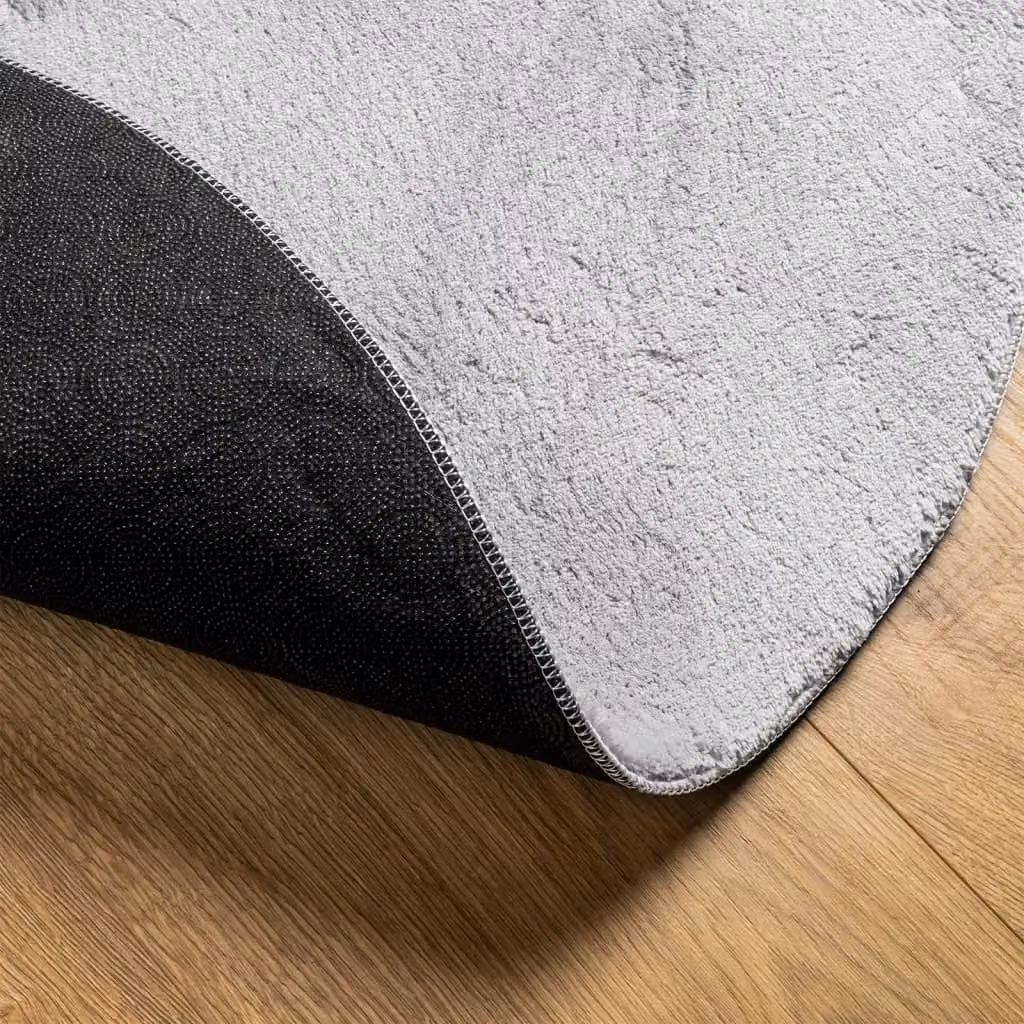 Berkfield Home HUARTE Round Grey Short Pile Washable Polyester Rug, Diameter: 160 cm – 3
