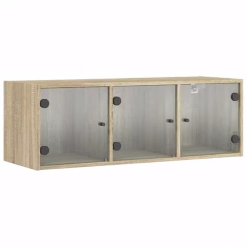 vidaXL Wall Cabinet with Glass Doors in Sonoma Oak, W/D/H: 102 x 37 x 35 cm – 1