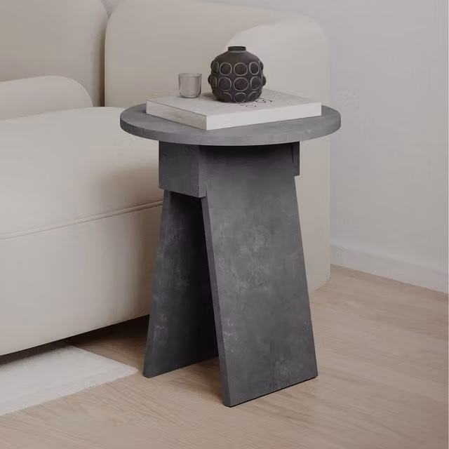Decortie Chen Modern Round Side Table in Mid Grey, Diameter: 42 cm, Height: 50 cm – 1