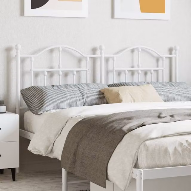 Berkfield Home Classic Metal Headboard in White, Width: 135 cm – 1