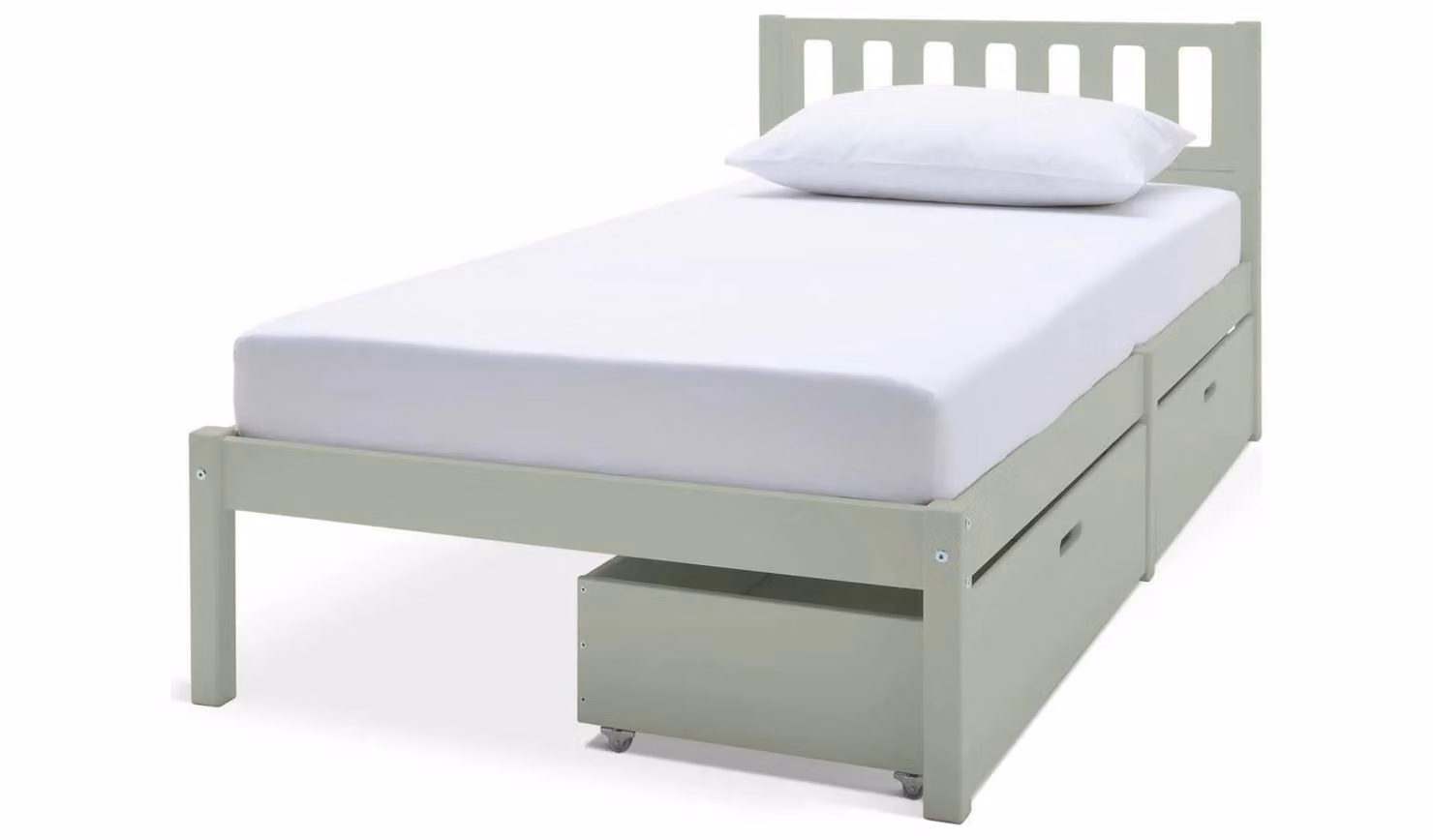 Ronnie Single Bed with Drawers for Childrens Bedroom in Green, W/D/H: 90 x 190 x 96.3 cm