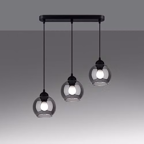 Sollux Alino Black Minimalist Bar Pendant Ceiling Light with Transparent Glass – 3