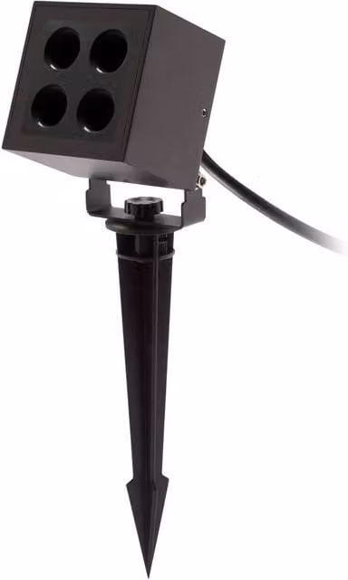 Netlighting Crest Black Faceted Outdoor LED Ground Spike Garden Light, 8.2W, 3000K Warm White, IP65