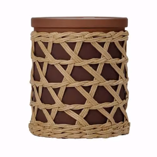 French Connection Scented Jar Candle in Brown with Black Cherry and Cedarwood Fragrance