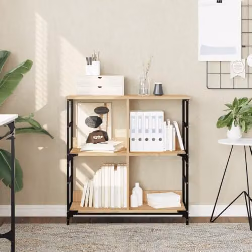 vidaXL Industrial Bookshelf in Sonoma Oak and Metal, W/D/H: 78.5 x 33 x 82 cm – 2
