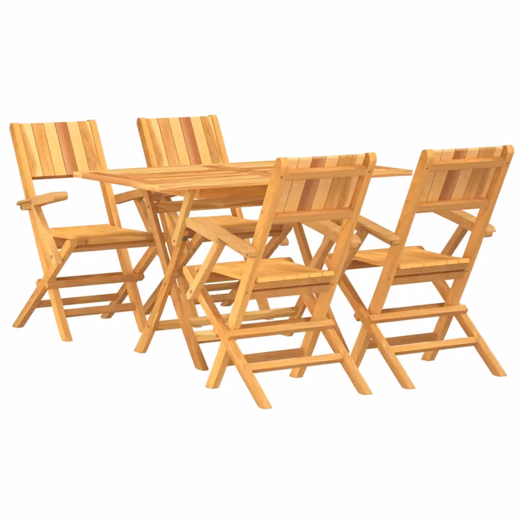 Berkfield Home 5 Piece Garden Dining Set in Brown Solid Teak Wood – 2
