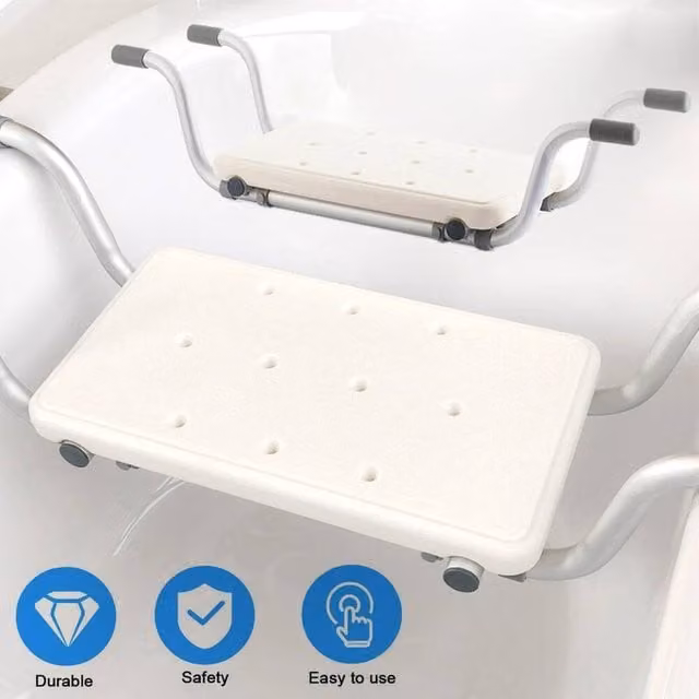 SPETLEK Non-Slip White Shower Bath Seat Stool for Adults