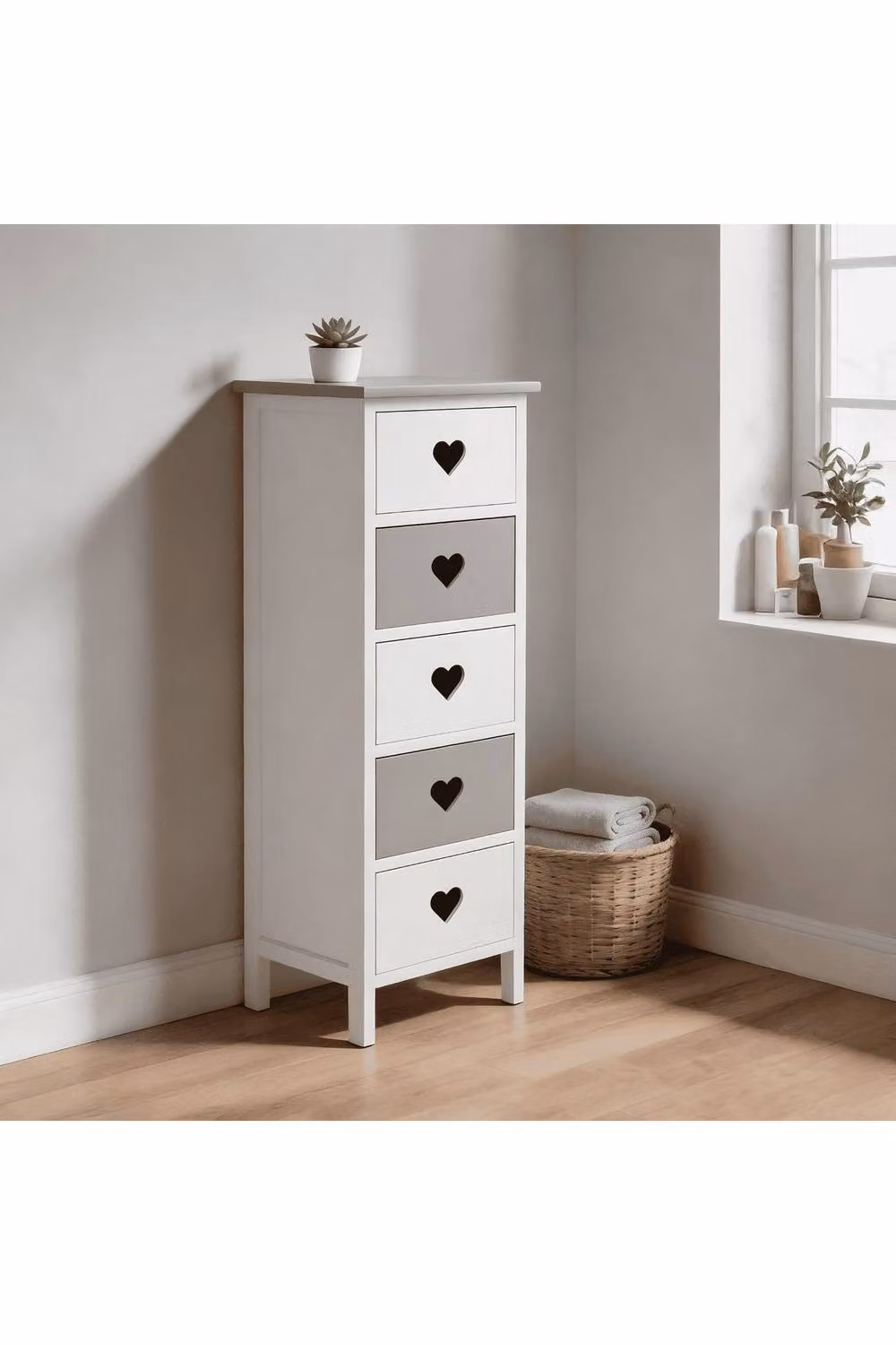 Home Source Heartswood 5 Drawer Chest White Wooden Storage Unit – 2