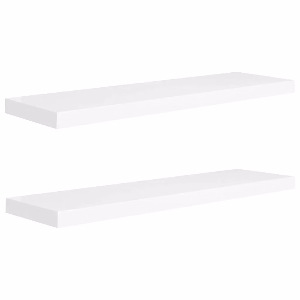 Berkfield Home Set of 2 White Floating Wall Shelves, W/D/H: 90 x 23.5 x 3.8 cm – 2