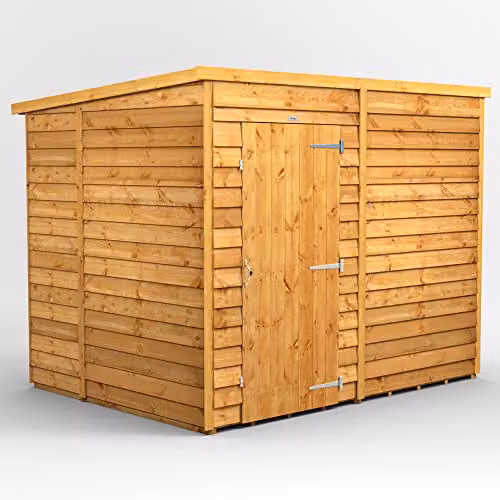Powersheds Premium Pent Overlap Wooden Shed in Brown, Windowless, W/D/H: 251.6 x 202.8 x 190.8 cm