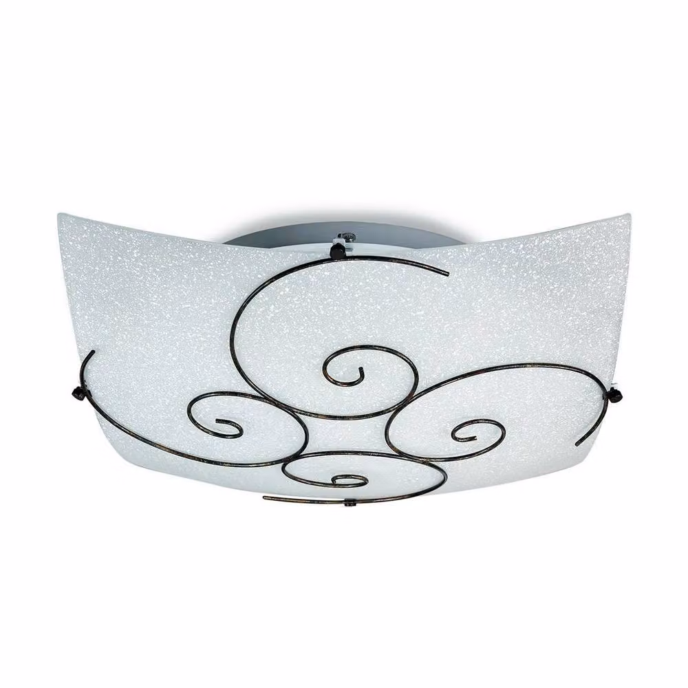 Netlighting 2 Light Modern Square Glass Flush Ceiling Light in White, W/D/H: 40 x 40 x 40 cm – 3