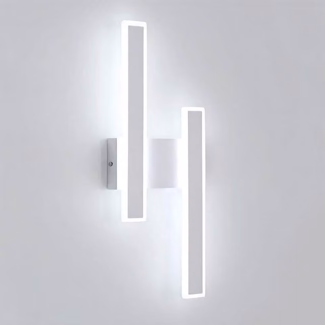 COMELY Modern LED Indoor Wall Light, Silver Acrylic and Aluminium Linear Up and Down Accent Light, H 46.0 cm x W 18.0 cm x D 18.0 cm – 1