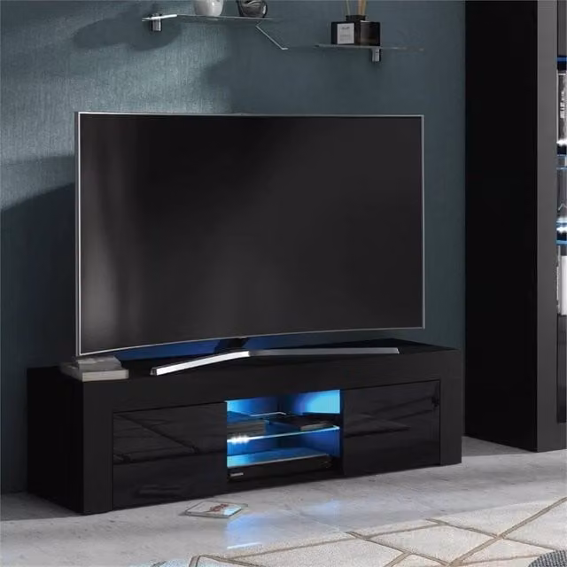 Mex Furniture Pawnora TV Stand Cabinet in Black Matt