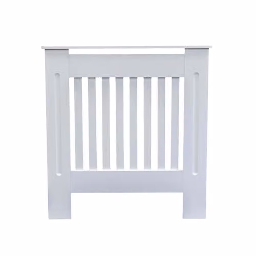 Airwave Vertical Line Style White MDF Radiator Cover (Small) W/D/H: 81.5 x 78.0 x 19.0 cm