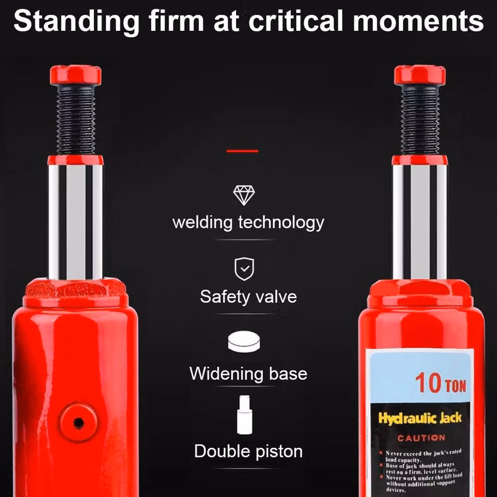 NESTLUNE 10 Ton Hydraulic Bottle Jack Lifting Ram in Red, W/D/H: 1000 x 52 x 52 cm – 4