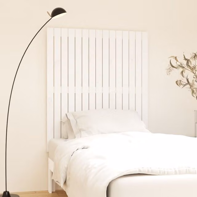 Berkfield Home Classic Wall Mount Headboard in White Solid Pine Wood, W/D/H: 95.5 x 3 x 110 cm