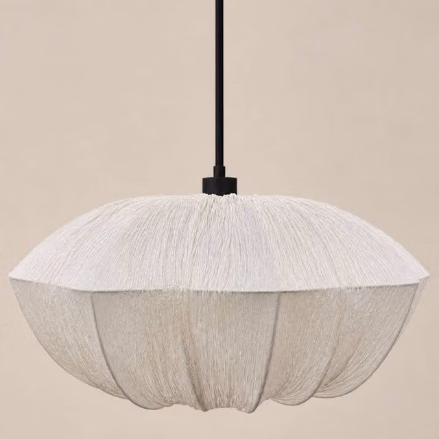 CGC Lighting Ambre Large Ruffled Silk Fabric Open Flower Lampshade in Cream, Width: 60 cm – 1