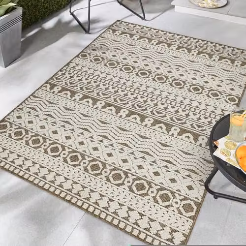 Giza Carpet Origins Atlas Graphic Striped Boho Kitchen Rug in Brown, W/D: 200 x 290 cm – 2