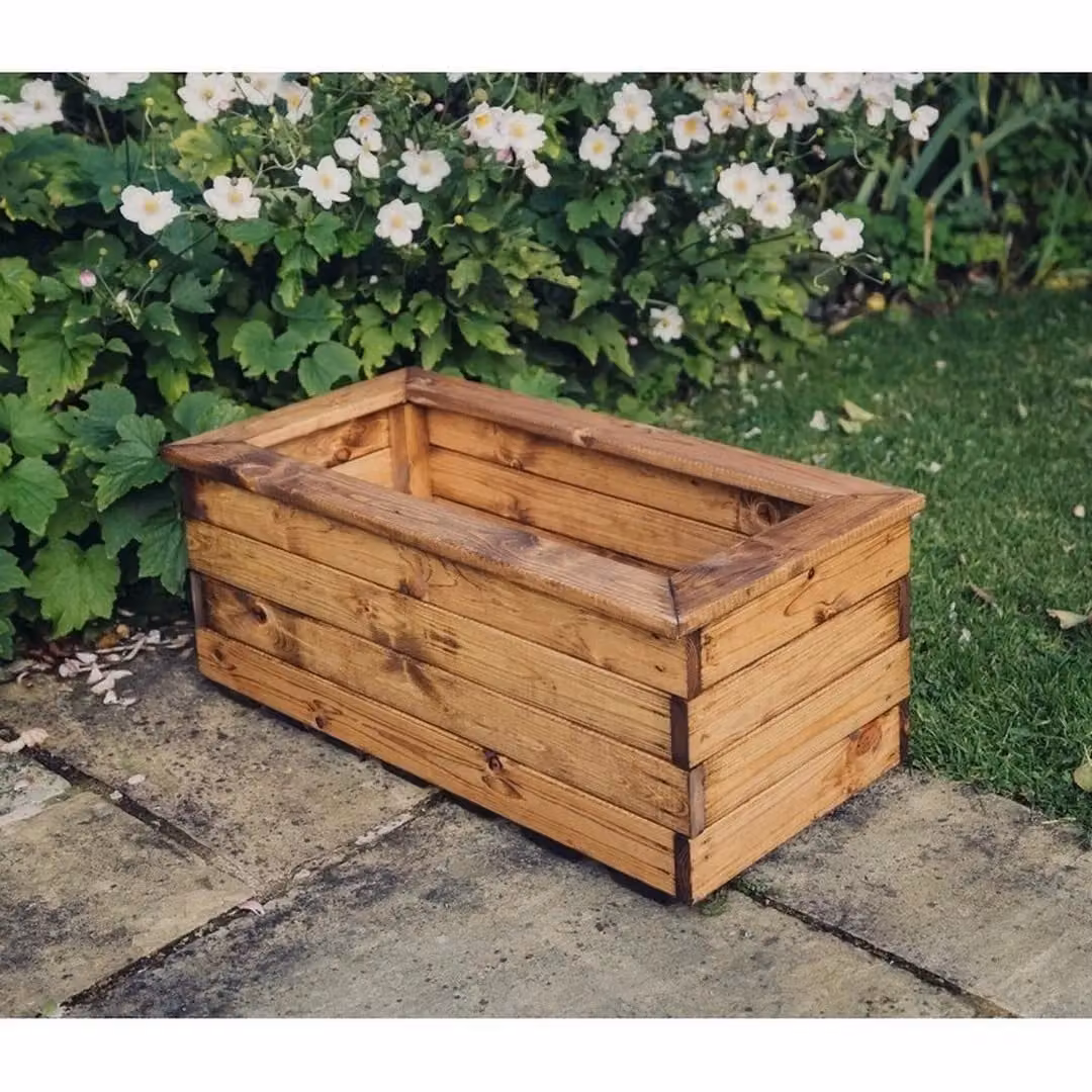 Churnet Valley Garden Furniture Ltd Valley Trough Medium Timber Planter, Brown, Pack of 3 – 2